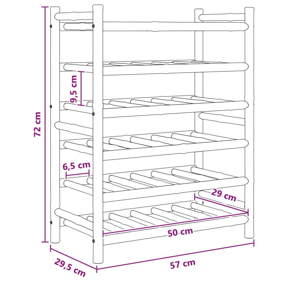 Produktbild för Vinställ Naturfärg 57 x 29,5 x 72 cm Bambus