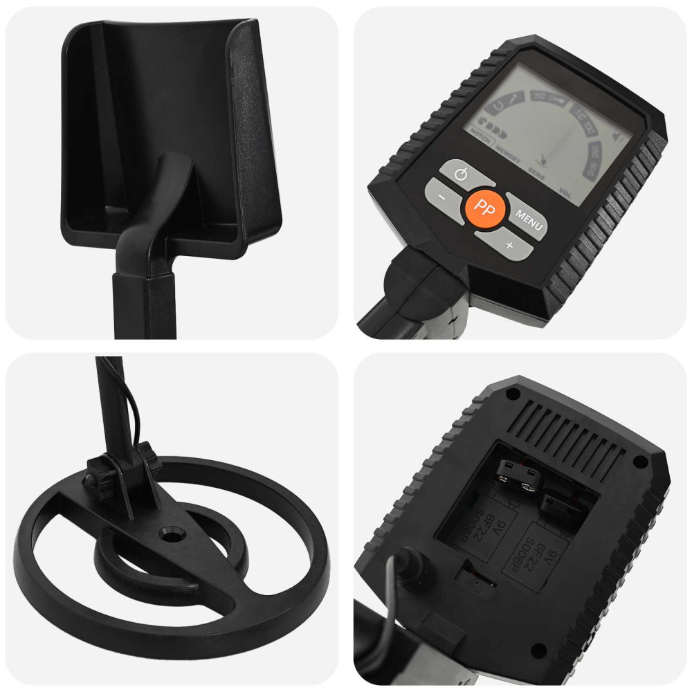 Produktbild för Metalldetektor med LCD-skärm 3 modeller 19 cm spole Svart