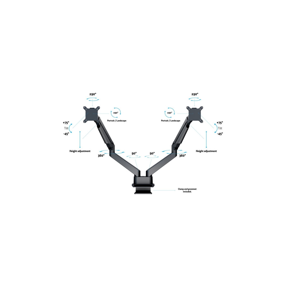 Produktbild för Multibrackets M VESA Gas Lift Arm Dual Side by Side monteringssats - justerbar arm - för 2 LCD-bildskärmar - svart