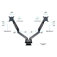 Produktbild för Multibrackets M VESA Gas Lift Arm Dual Side by Side monteringssats - justerbar arm - för 2 LCD-bildskärmar - svart