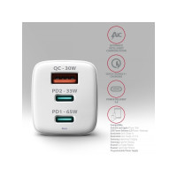 Produktbild för AXAGON ACU-DPQ65W strömadapter - USB typ A, 2 x USB-C - 65 Watt