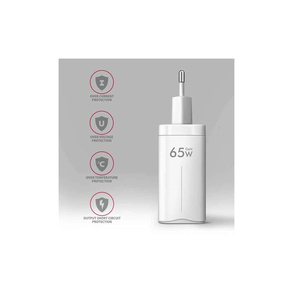 Produktbild för AXAGON ACU-DPQ65W strömadapter - USB typ A, 2 x USB-C - 65 Watt