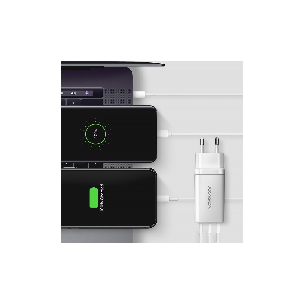 Produktbild för AXAGON ACU-DPQ65W strömadapter - USB typ A, 2 x USB-C - 65 Watt