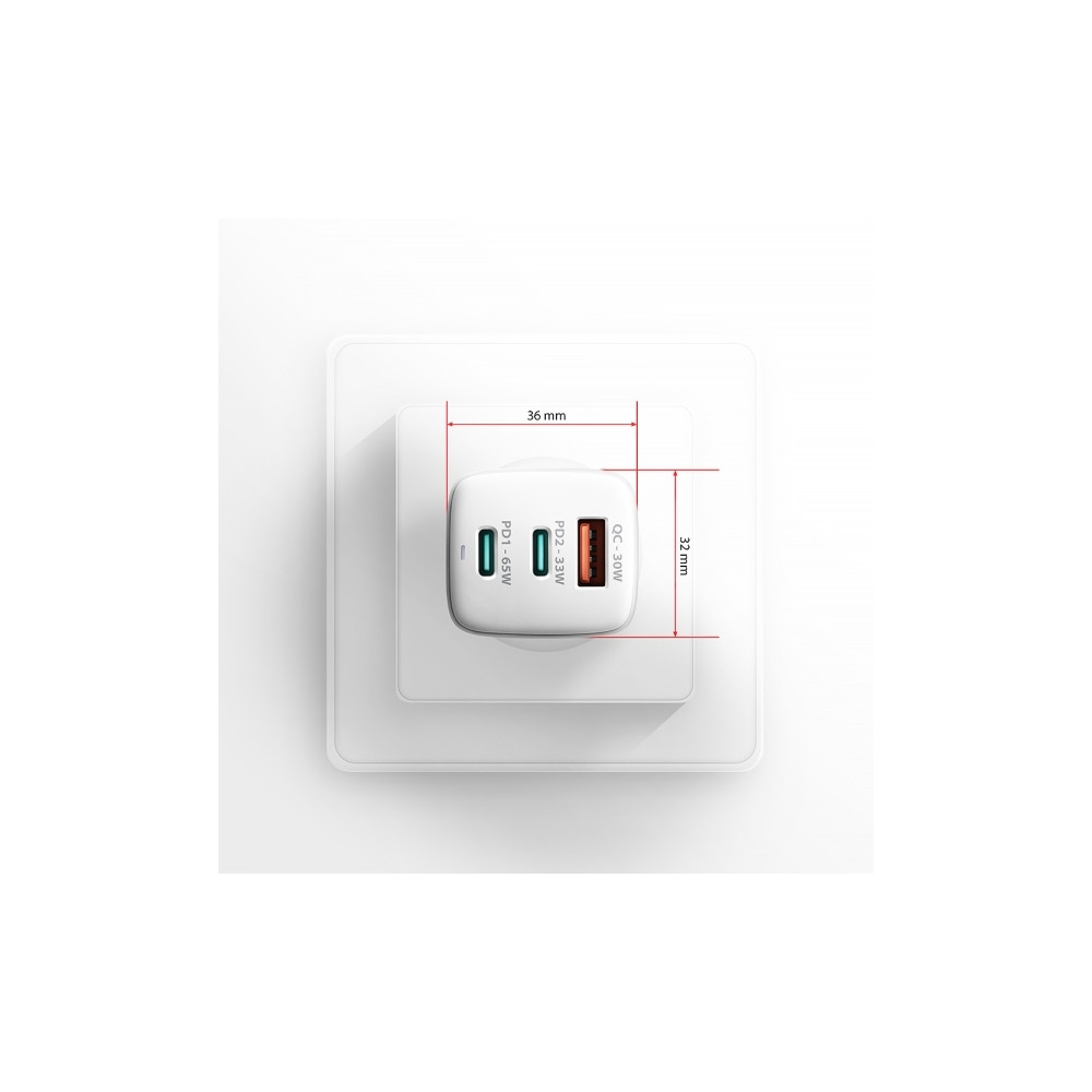 Produktbild för AXAGON ACU-DPQ65W strömadapter - USB typ A, 2 x USB-C - 65 Watt