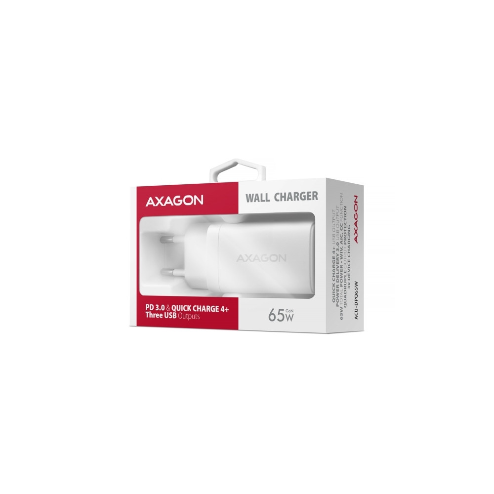 Produktbild för AXAGON ACU-DPQ65W strömadapter - USB typ A, 2 x USB-C - 65 Watt