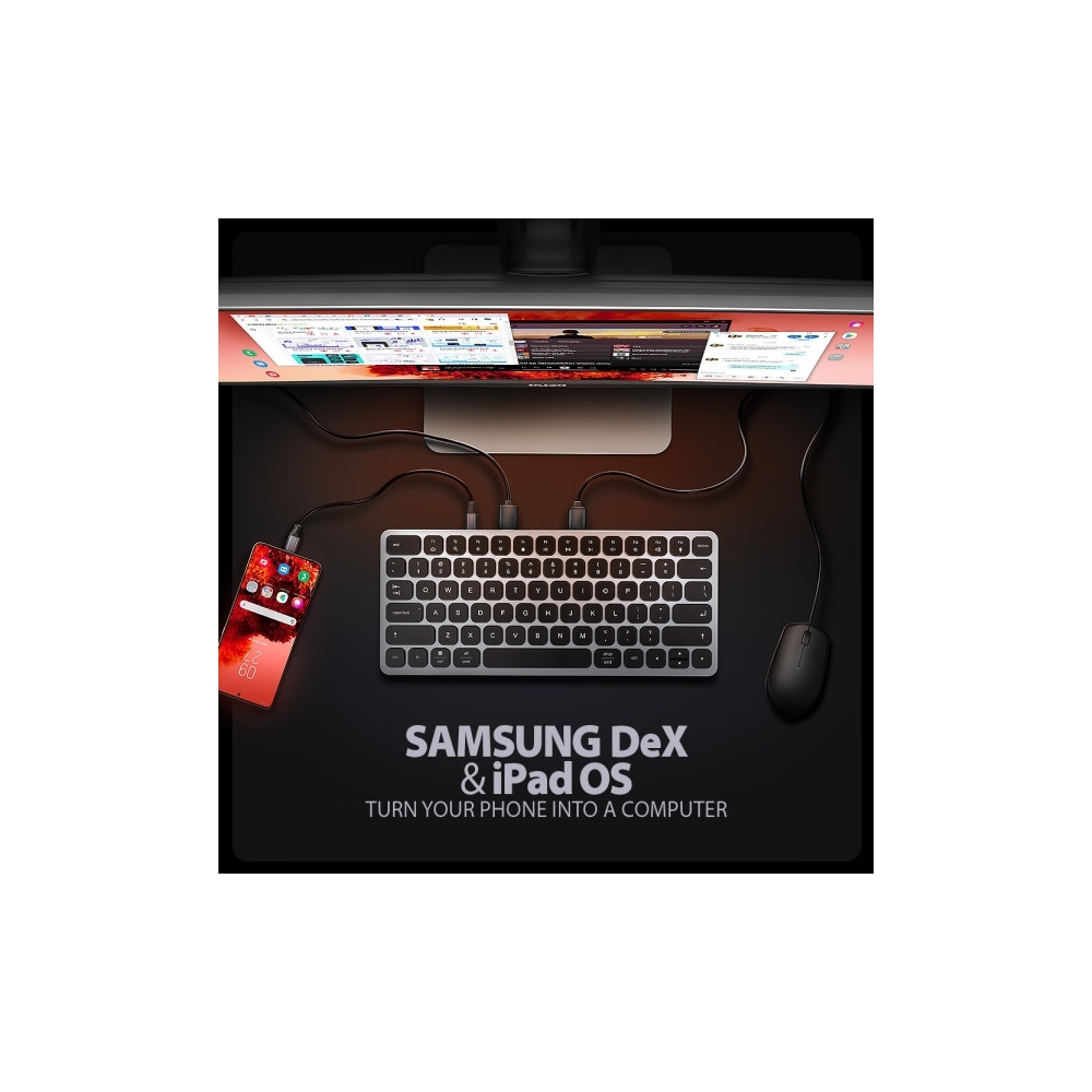 Produktbild för Klawiatura Axagon HMC-KB-US Klawiatura USB-C 5Gbps med HUB,...