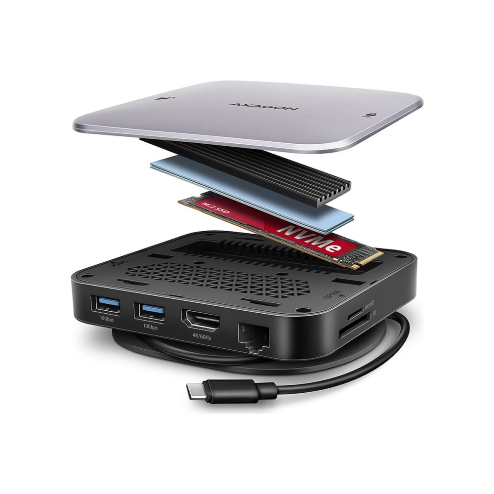 Produktbild för AXAGON HMC-UFO - dockningsstation - USB-C 3.2 Gen 2 - HDMI - 1GbE