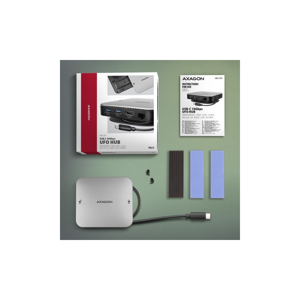 Produktbild för AXAGON HMC-UFO - dockningsstation - USB-C 3.2 Gen 2 - HDMI - 1GbE