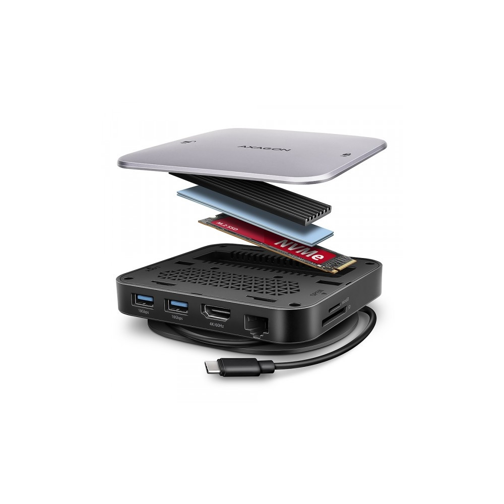 Produktbild för AXAGON HMC-UFO - dockningsstation - USB-C 3.2 Gen 2 - HDMI - 1GbE