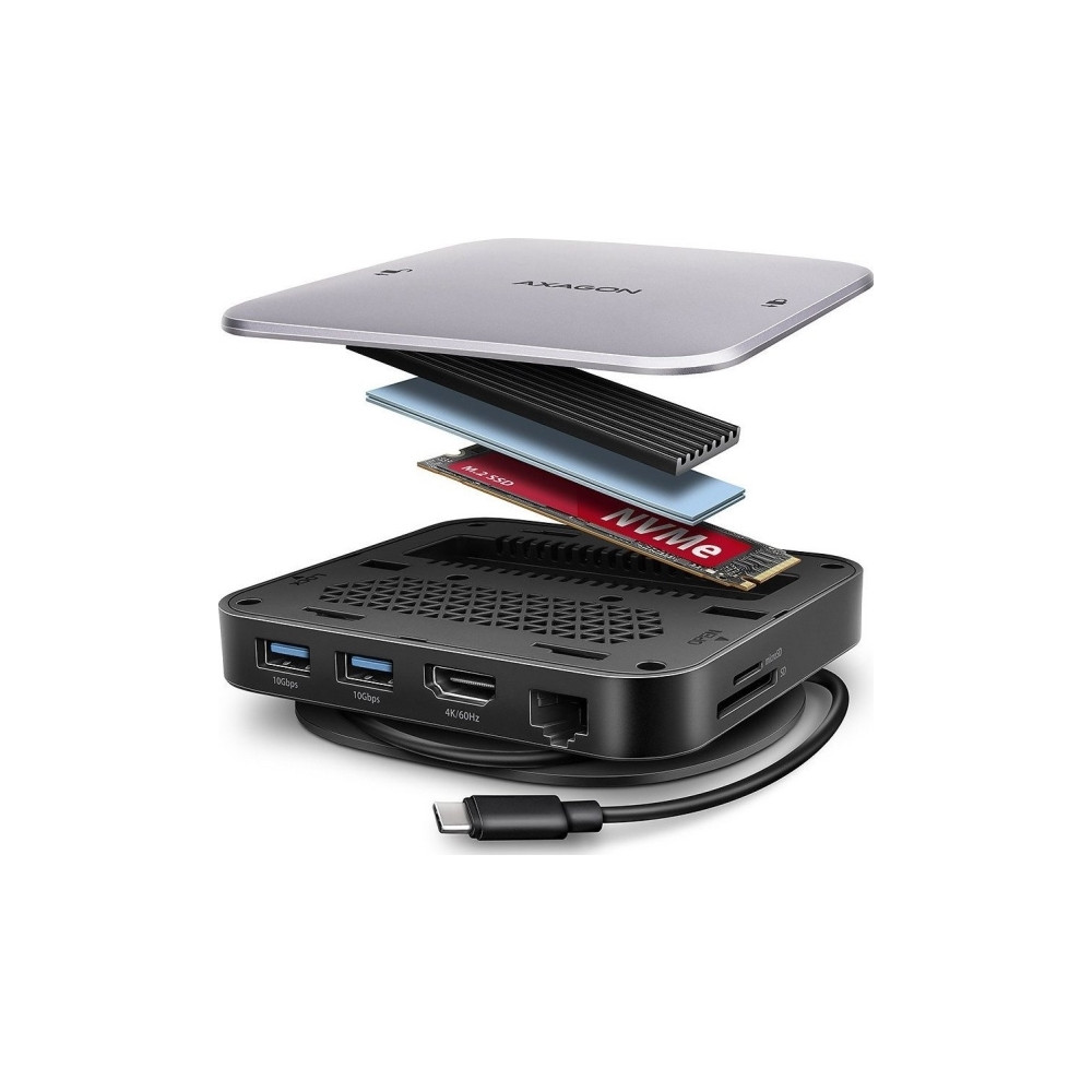 Produktbild för AXAGON HMC-UFO - dockningsstation - USB-C 3.2 Gen 2 - HDMI - 1GbE