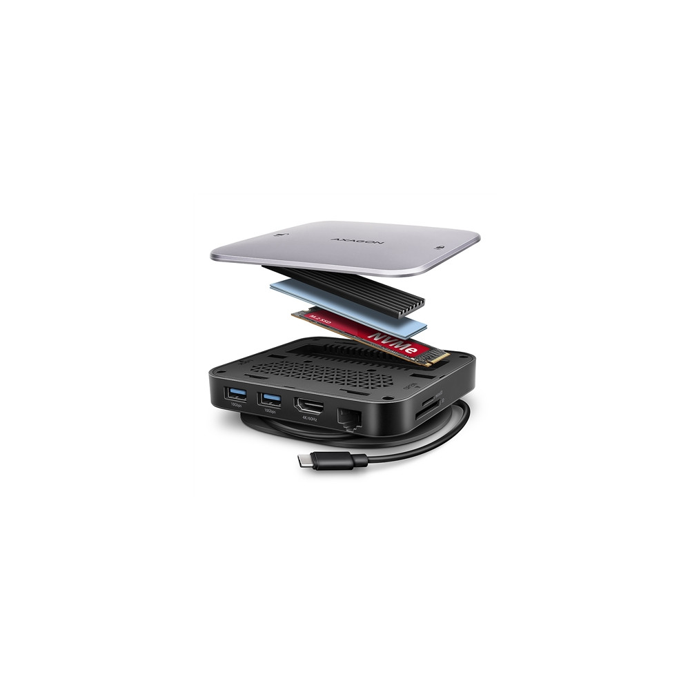 Produktbild för AXAGON HMC-UFO - dockningsstation - USB-C 3.2 Gen 2 - HDMI - 1GbE