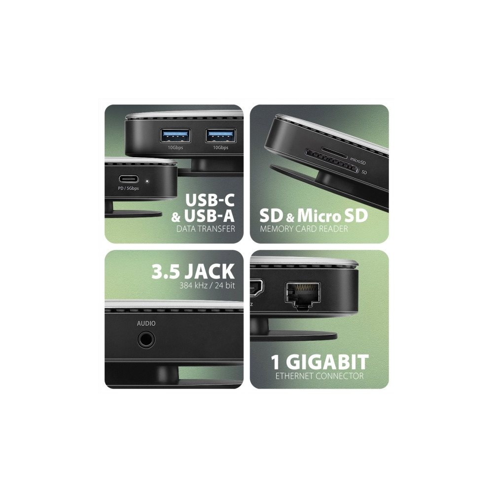 Produktbild för AXAGON HMC-UFO - dockningsstation - USB-C 3.2 Gen 2 - HDMI - 1GbE