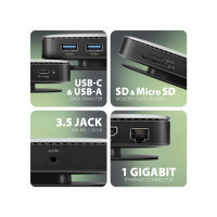 Produktbild för AXAGON HMC-UFO - dockningsstation - USB-C 3.2 Gen 2 - HDMI - 1GbE