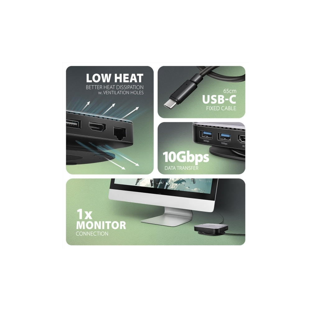 Produktbild för AXAGON HMC-UFO - dockningsstation - USB-C 3.2 Gen 2 - HDMI - 1GbE