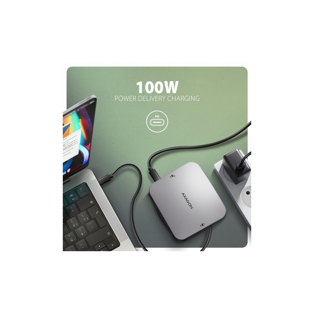 Produktbild för AXAGON HMC-UFO - dockningsstation - USB-C 3.2 Gen 2 - HDMI - 1GbE