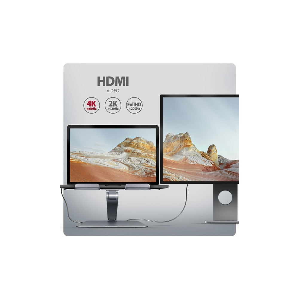 Produktbild för AXAGON HMC-STND - dockningsstation + ställ för bärbar dator - USB-C 3.2 Gen 1 - HDMI - 1GbE