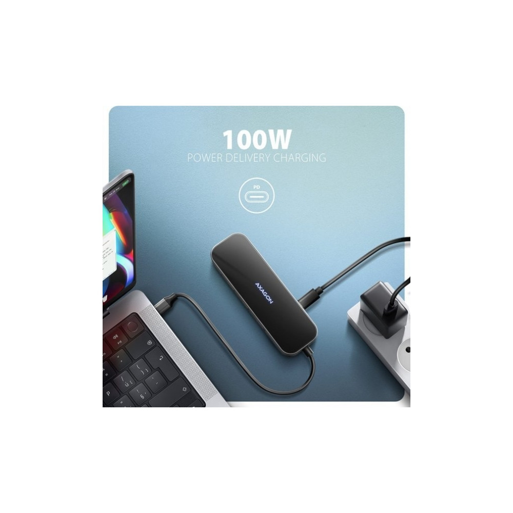 Produktbild för AXAGON HMC-6GLN Glass - dockningsstation - USB-C 3.2 Gen 1 / USB 3.0 / USB4 / Thunderbolt 3 / Thunderbolt 4 - HDMI - 1GbE