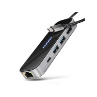Produktbild för AXAGON HMC-6GLN Glass - dockningsstation - USB-C 3.2 Gen 1 / USB 3.0 / USB4 / Thunderbolt 3 / Thunderbolt 4 - HDMI - 1GbE
