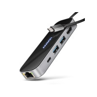 Produktbild för AXAGON HMC-6GLN Glass - dockningsstation - USB-C 3.2 Gen 1 / USB 3.0 / USB4 / Thunderbolt 3 / Thunderbolt 4 - HDMI - 1GbE