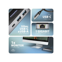 Produktbild för AXAGON HMC-6GLN Glass - dockningsstation - USB-C 3.2 Gen 1 / USB 3.0 / USB4 / Thunderbolt 3 / Thunderbolt 4 - HDMI - 1GbE