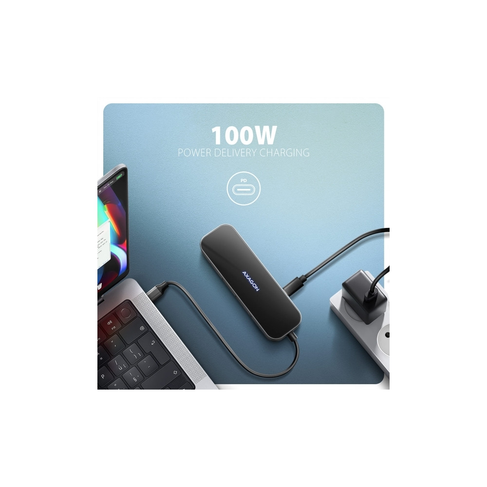 Produktbild för AXAGON HMC-6GLN Glass - dockningsstation - USB-C 3.2 Gen 1 / USB 3.0 / USB4 / Thunderbolt 3 / Thunderbolt 4 - HDMI - 1GbE