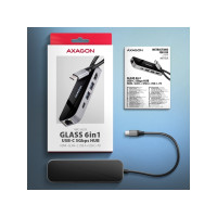 Produktbild för AXAGON HMC-6GLN Glass - dockningsstation - USB-C 3.2 Gen 1 / USB 3.0 / USB4 / Thunderbolt 3 / Thunderbolt 4 - HDMI - 1GbE