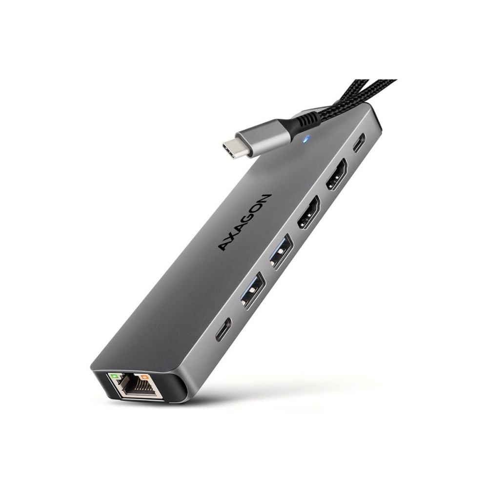 Produktbild för AXAGON HMC-7HX2 - dockningsstation - USB-C 3.2 Gen 1 - 2 x HDMI - 1GbE