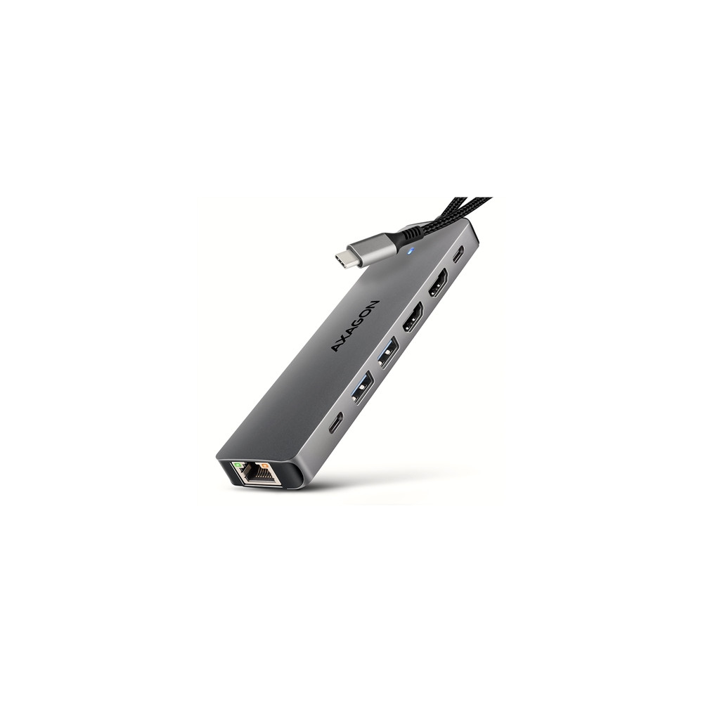 Produktbild för AXAGON HMC-7HX2 - dockningsstation - USB-C 3.2 Gen 1 - 2 x HDMI - 1GbE