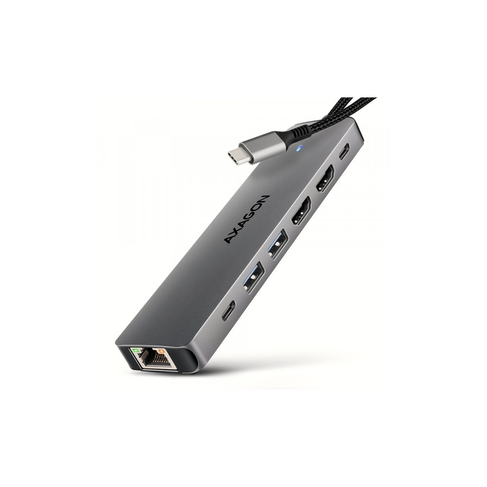 Produktbild för AXAGON HMC-7HX2 - dockningsstation - USB-C 3.2 Gen 1 - 2 x HDMI - 1GbE