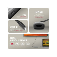 Produktbild för AXAGON RVC-HI8KPD - videoadapterkabel - USB-C till HDMI - 16 cm