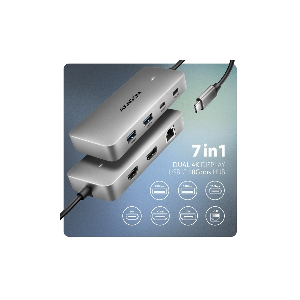 Produktbild för HUB USB Axagon HMC-CUB83X2, USB 10Gbps hubb, 2x USB-A, USB-C...