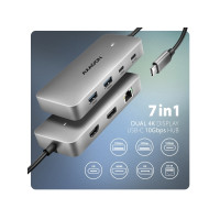 Produktbild för HUB USB Axagon HMC-CUB83X2, USB 10Gbps hubb, 2x USB-A, USB-C...