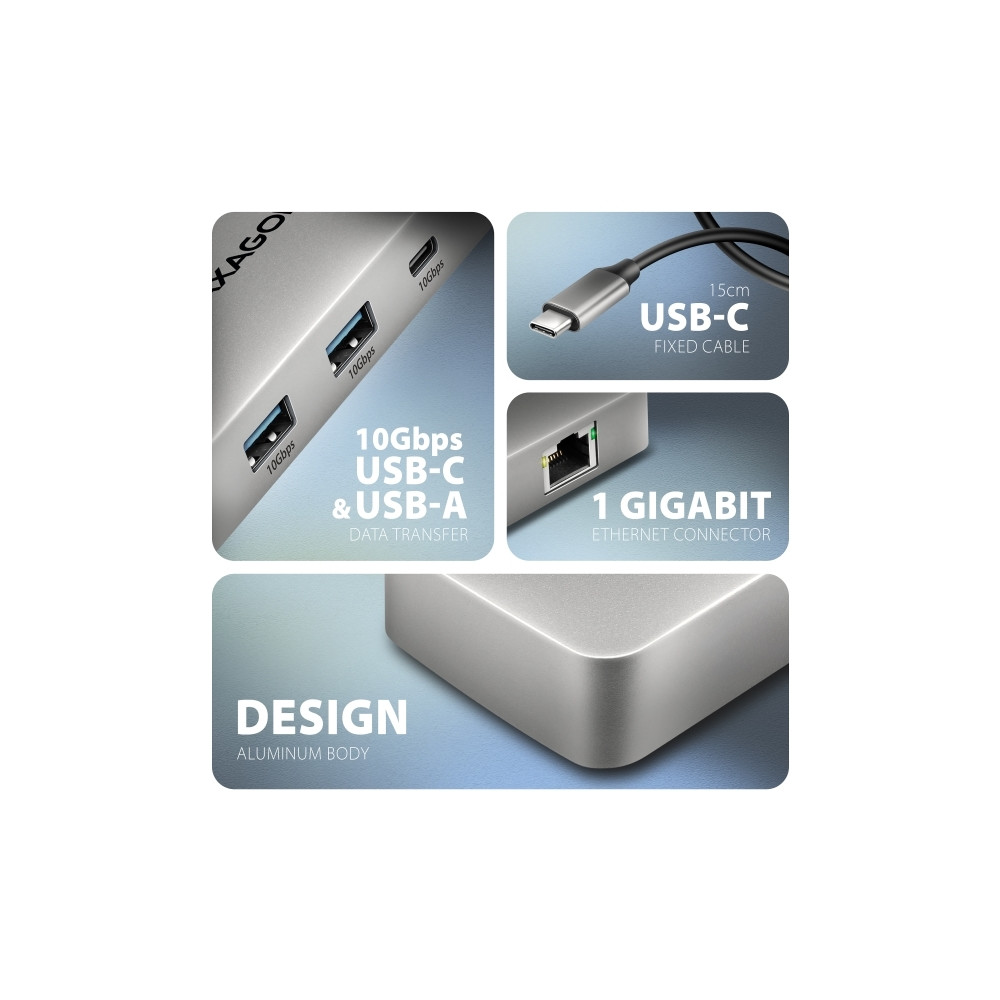 Produktbild för HUB USB Axagon HMC-CUB83X2, USB 10Gbps hubb, 2x USB-A, USB-C...