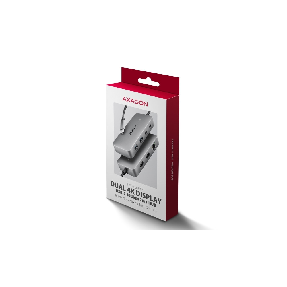 Produktbild för HUB USB Axagon HMC-CUB83X2, USB 10Gbps hubb, 2x USB-A, USB-C...