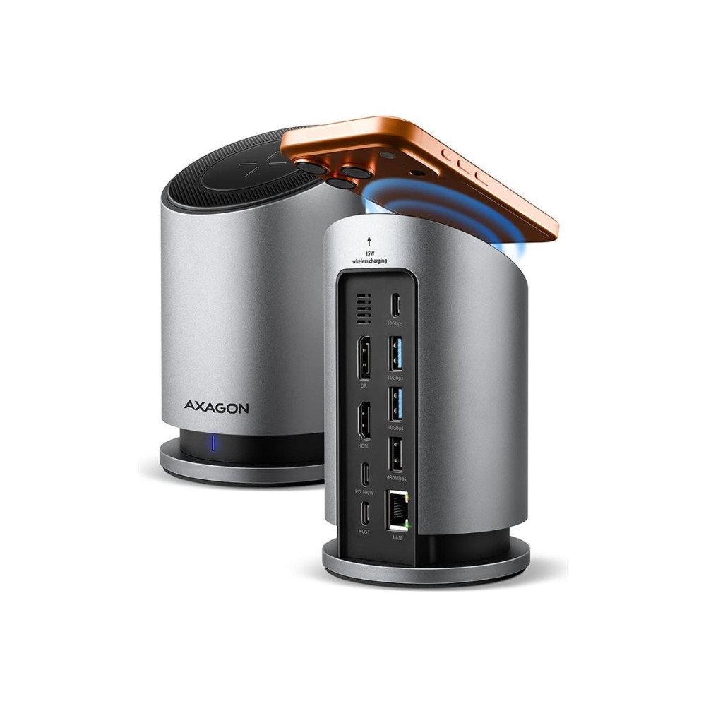 Produktbild för AXAGON HMC-WL9 - dockningsstation - USB-C 3.2 Gen 2 / Thunderbolt 3 / Thunderbolt 4 / Thunderbolt 5 - HDMI, DP - 1GbE