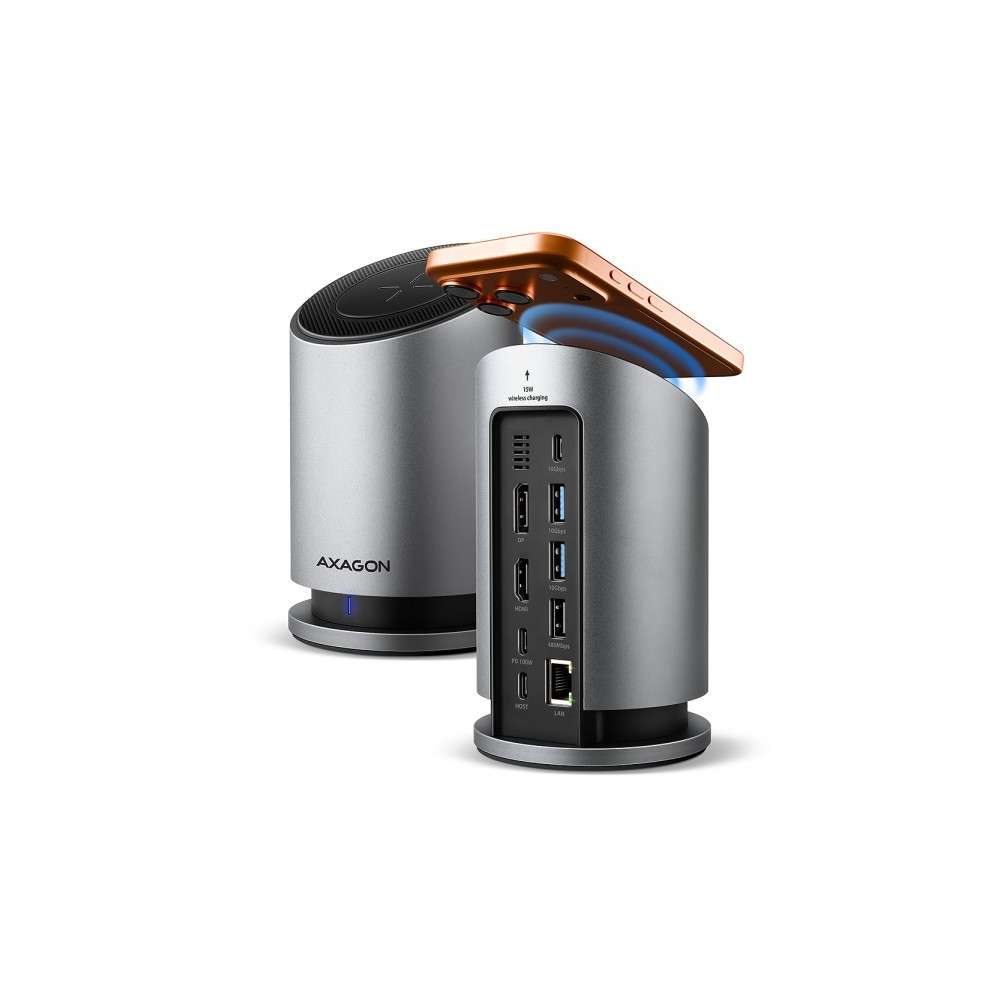 Produktbild för AXAGON HMC-WL9 - dockningsstation - USB-C 3.2 Gen 2 / Thunderbolt 3 / Thunderbolt 4 / Thunderbolt 5 - HDMI, DP - 1GbE