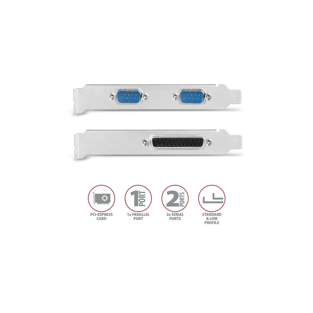Produktbild för AXAGON PCEA-PSN - seriell adapter - PCIe 2.0 x16 - RS-232 x 2 + parallell x 1