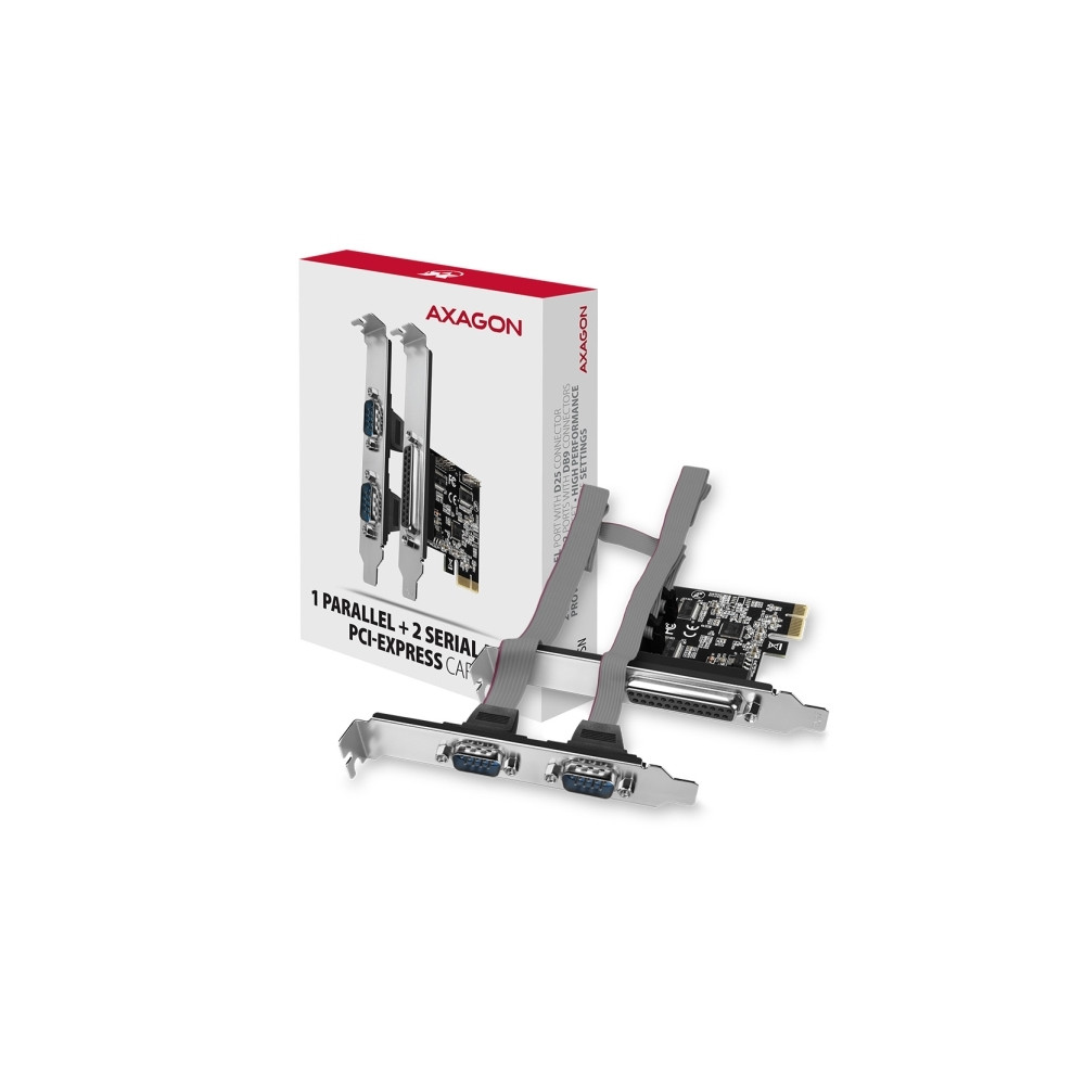 Produktbild för AXAGON PCEA-PSN - seriell adapter - PCIe 2.0 x16 - RS-232 x 2 + parallell x 1