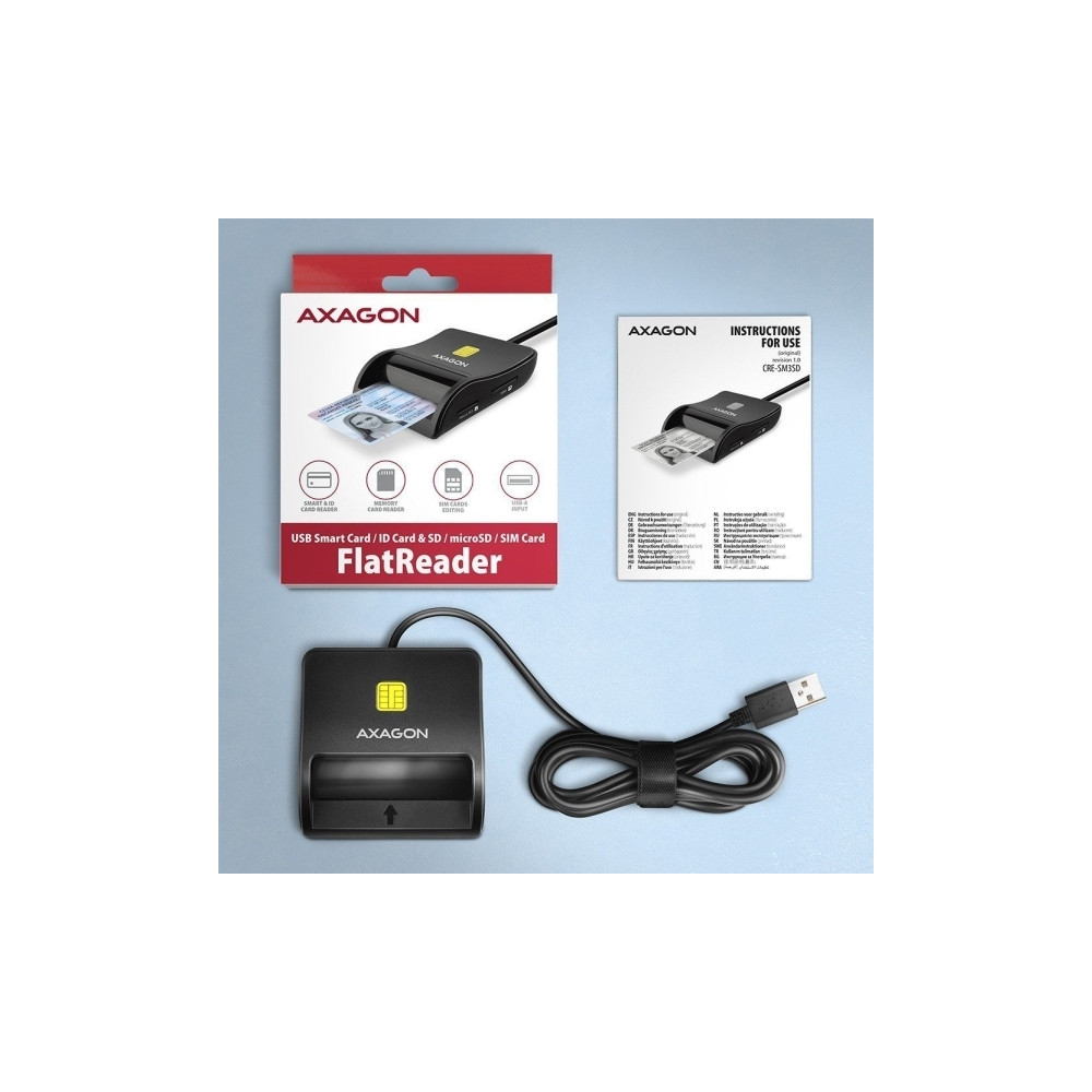 Produktbild för AXAGON CRE-SM3SD - SMART-kortläsare - USB 2.0