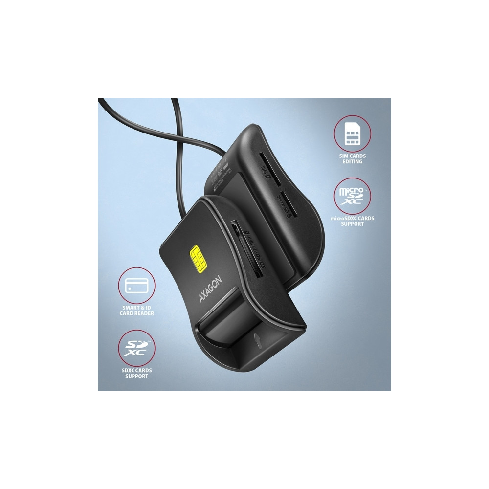 Produktbild för AXAGON CRE-SM3SD - SMART-kortläsare - USB 2.0