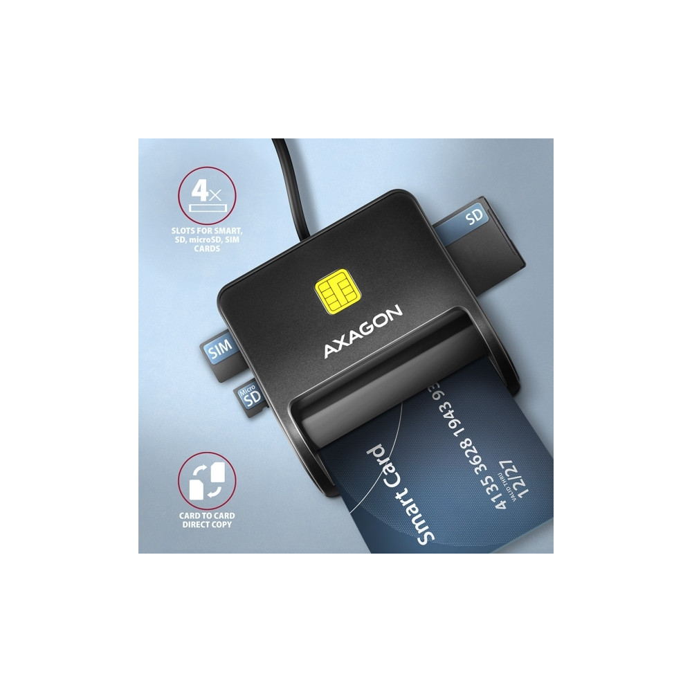 Produktbild för AXAGON CRE-SM3SD - SMART-kortläsare - USB 2.0
