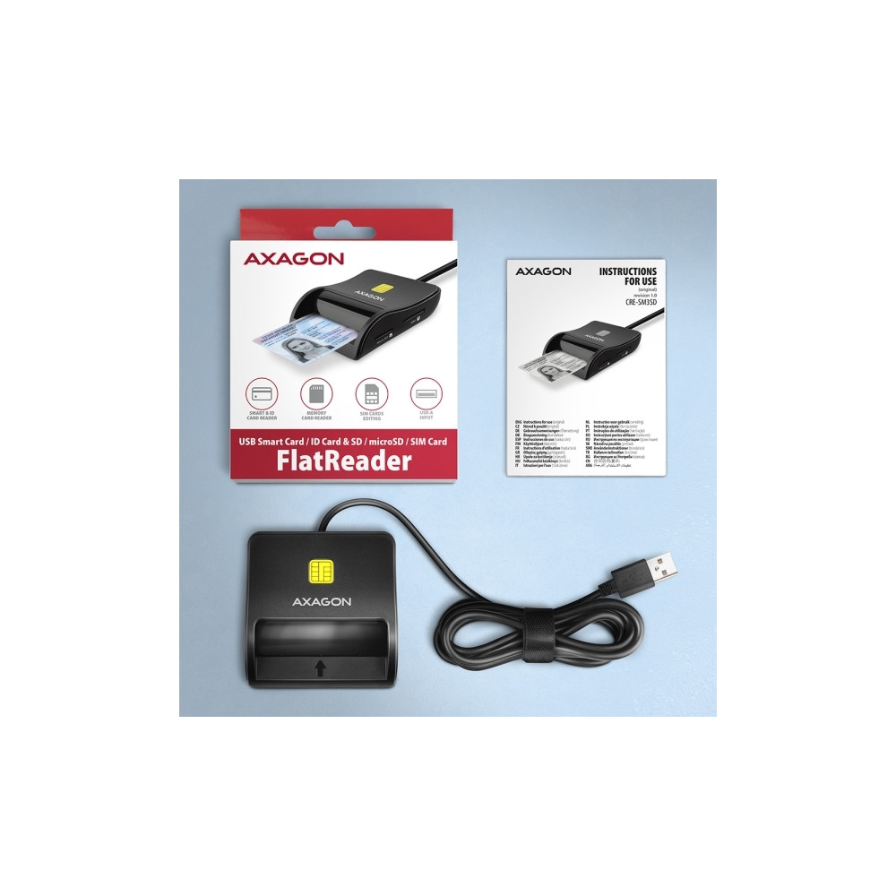 Produktbild för AXAGON CRE-SM3SD - SMART-kortläsare - USB 2.0