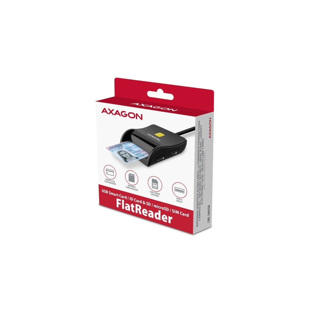 Produktbild för AXAGON CRE-SM3SD - SMART-kortläsare - USB 2.0