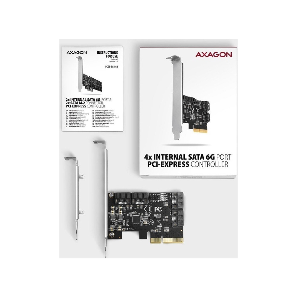 Produktbild för Axagon PCES-SA4X4, PCIe, SATA, Hankoppling, Fullhöjd/låg pro...