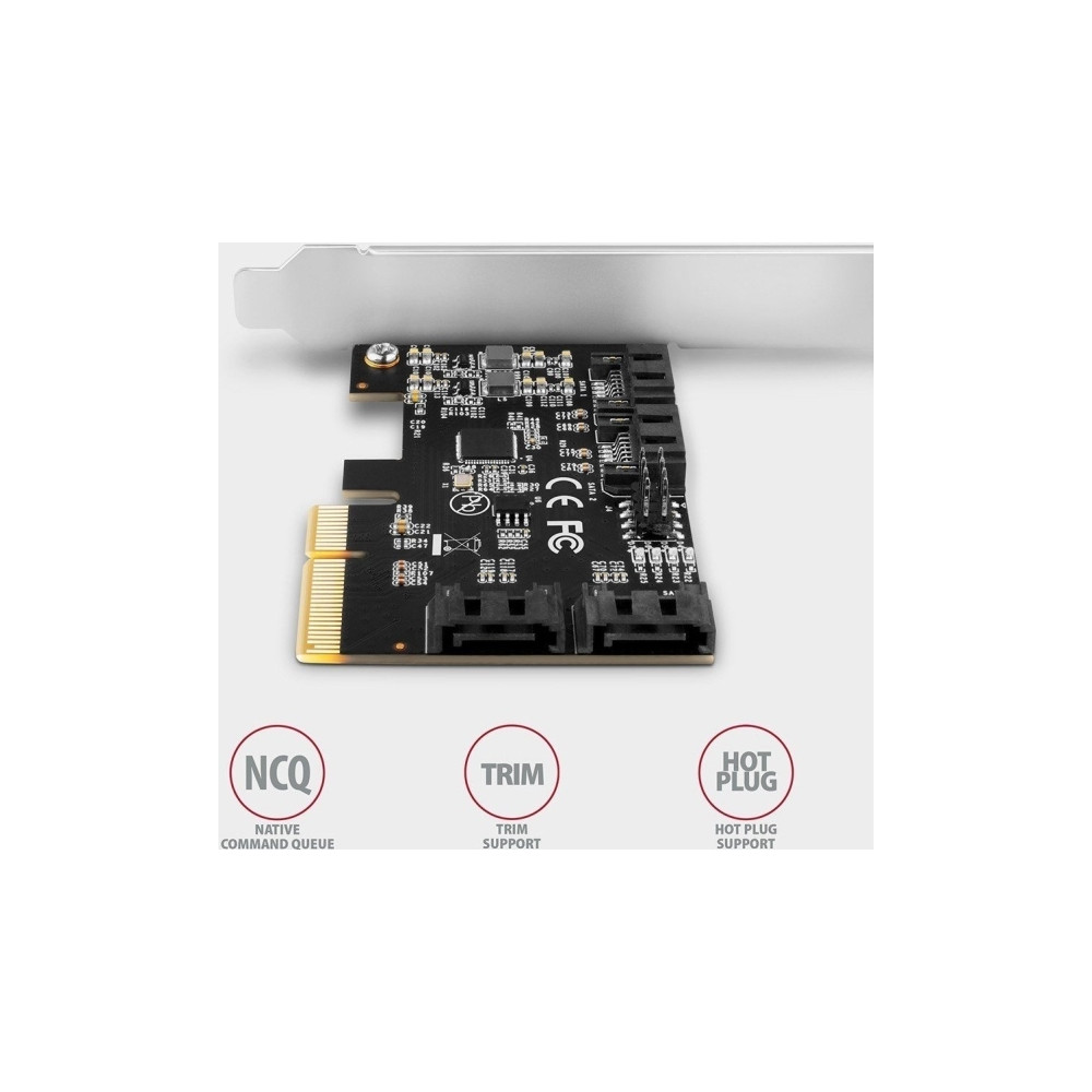 Produktbild för Axagon PCES-SA4X4, PCIe, SATA, Hankoppling, Fullhöjd/låg pro...