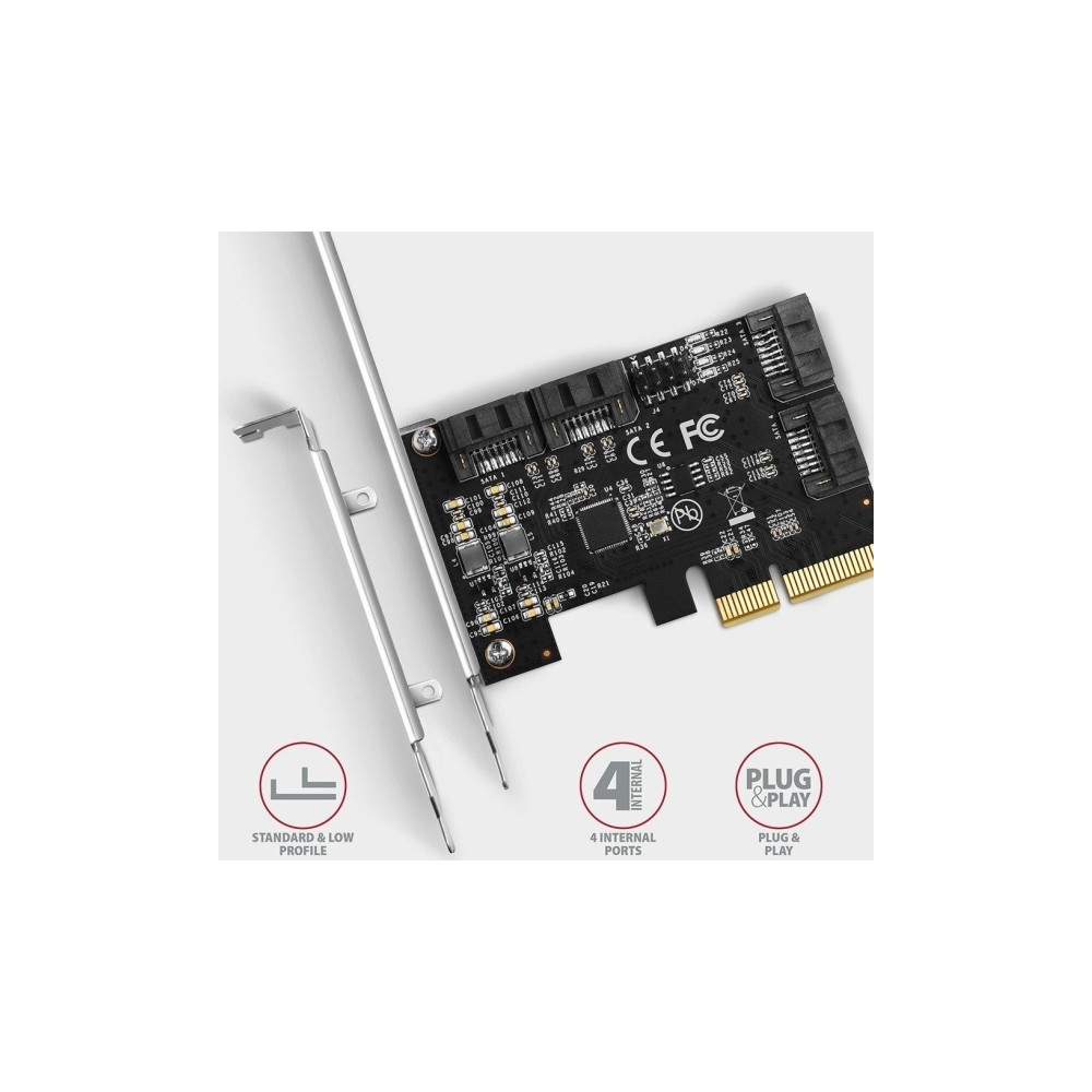 Produktbild för Axagon PCES-SA4X4, PCIe, SATA, Hankoppling, Fullhöjd/låg pro...