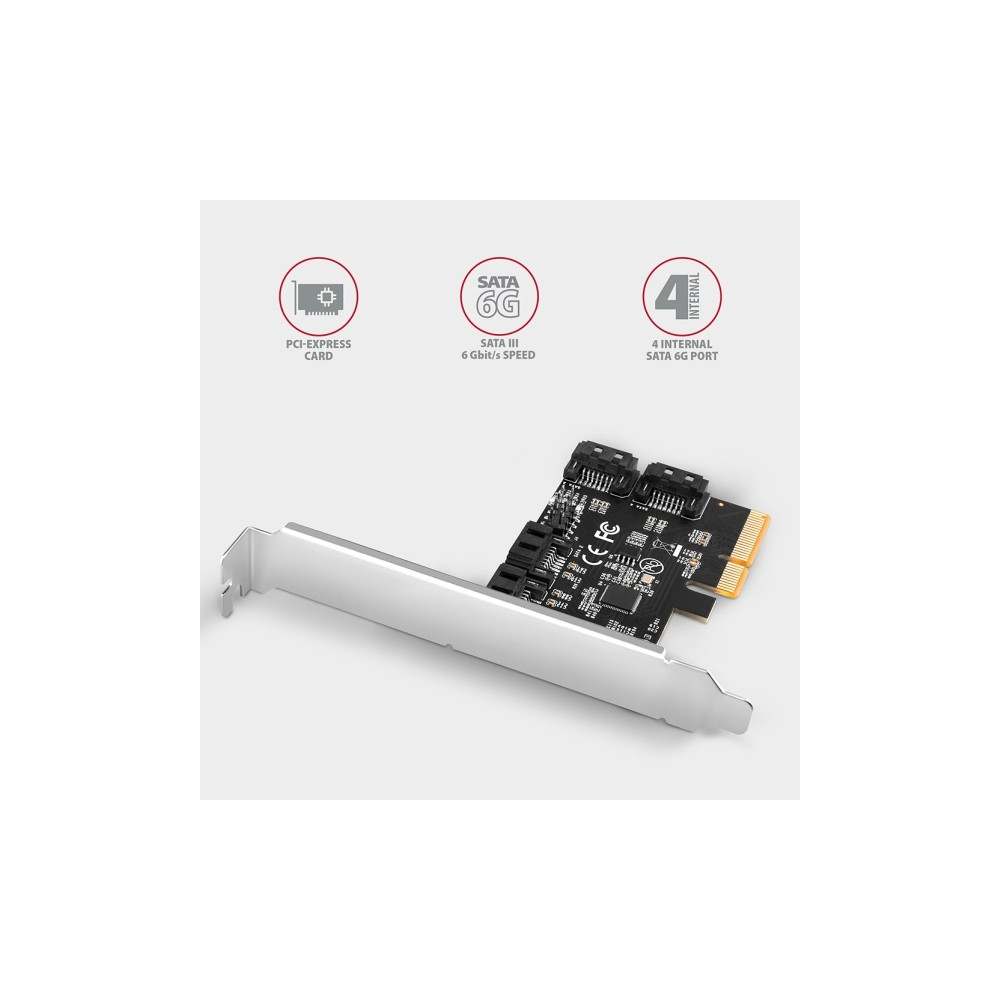 Produktbild för Axagon PCES-SA4X4, PCIe, SATA, Hankoppling, Fullhöjd/låg pro...