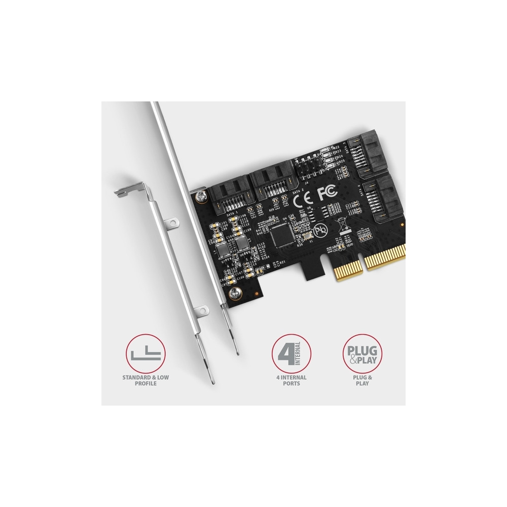 Produktbild för Axagon PCES-SA4X4, PCIe, SATA, Hankoppling, Fullhöjd/låg pro...