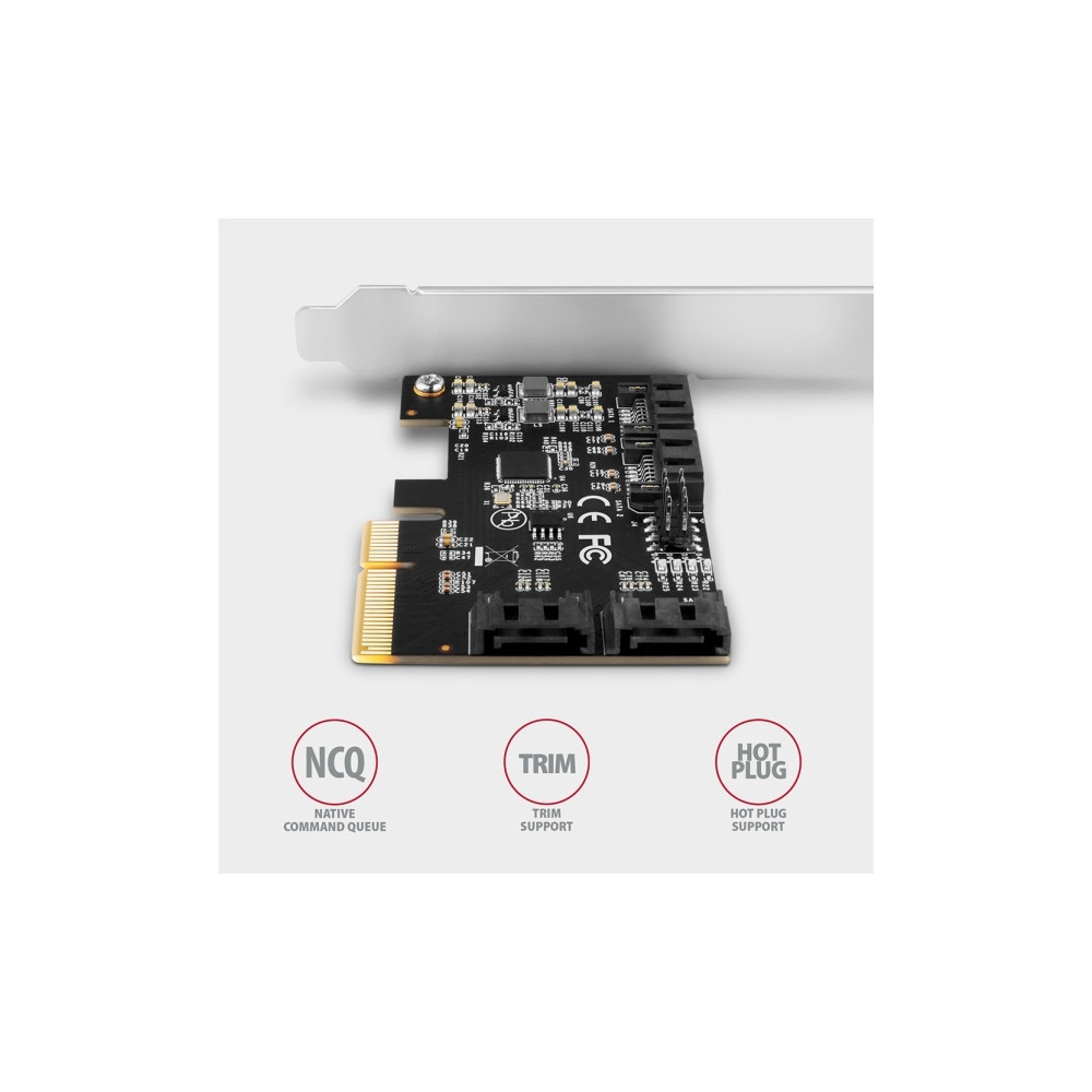 Produktbild för Axagon PCES-SA4X4, PCIe, SATA, Hankoppling, Fullhöjd/låg pro...