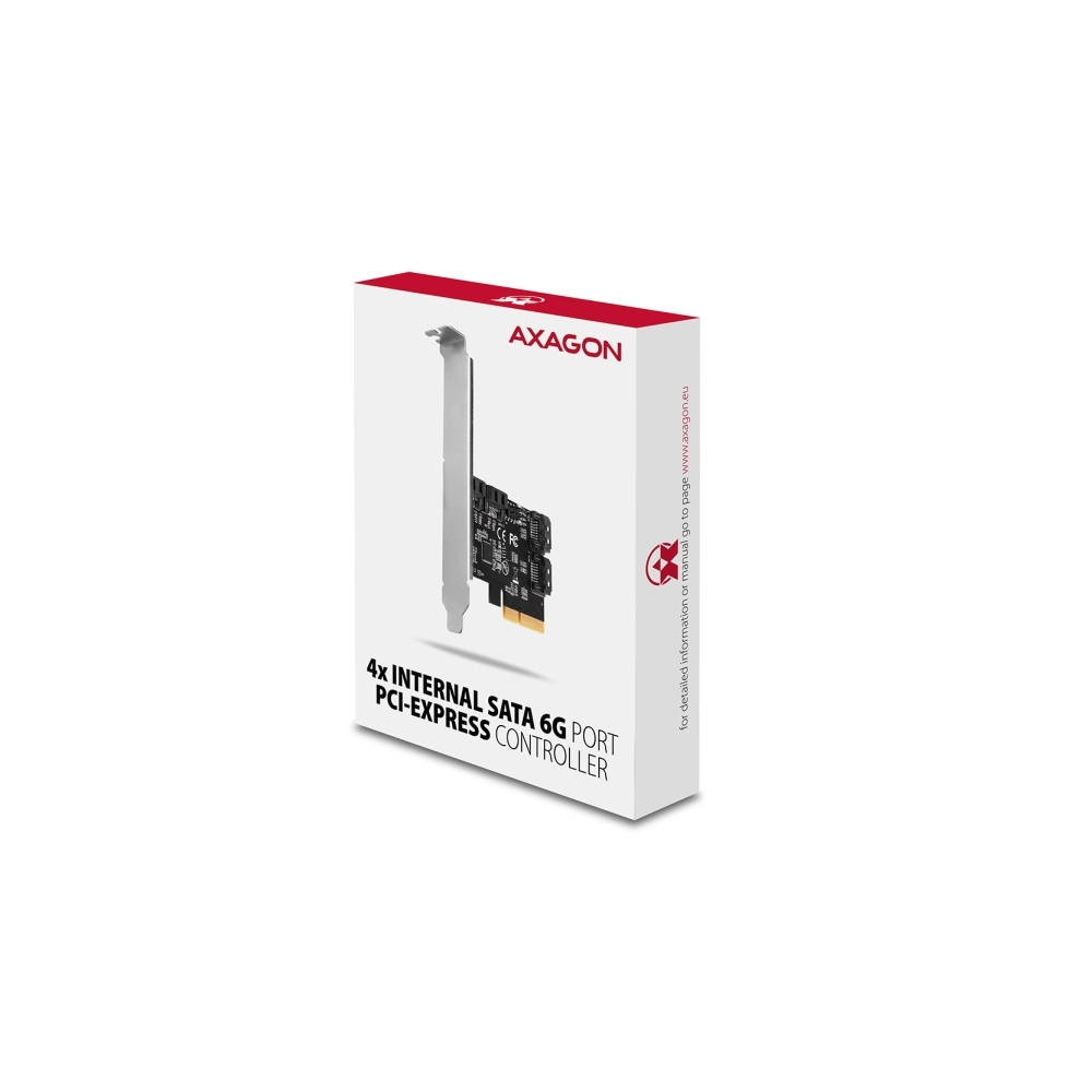 Produktbild för Axagon PCES-SA4X4, PCIe, SATA, Hankoppling, Fullhöjd/låg pro...